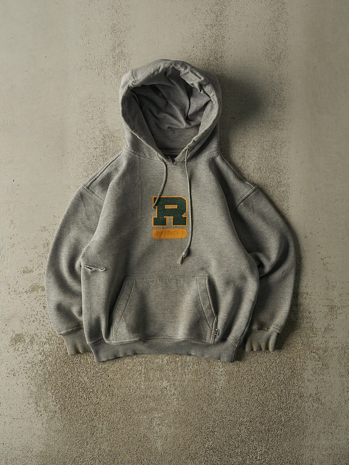 Vintage 90s Grey R Graphic Hoodie (XS/S) sold by Rebalance Vintage
