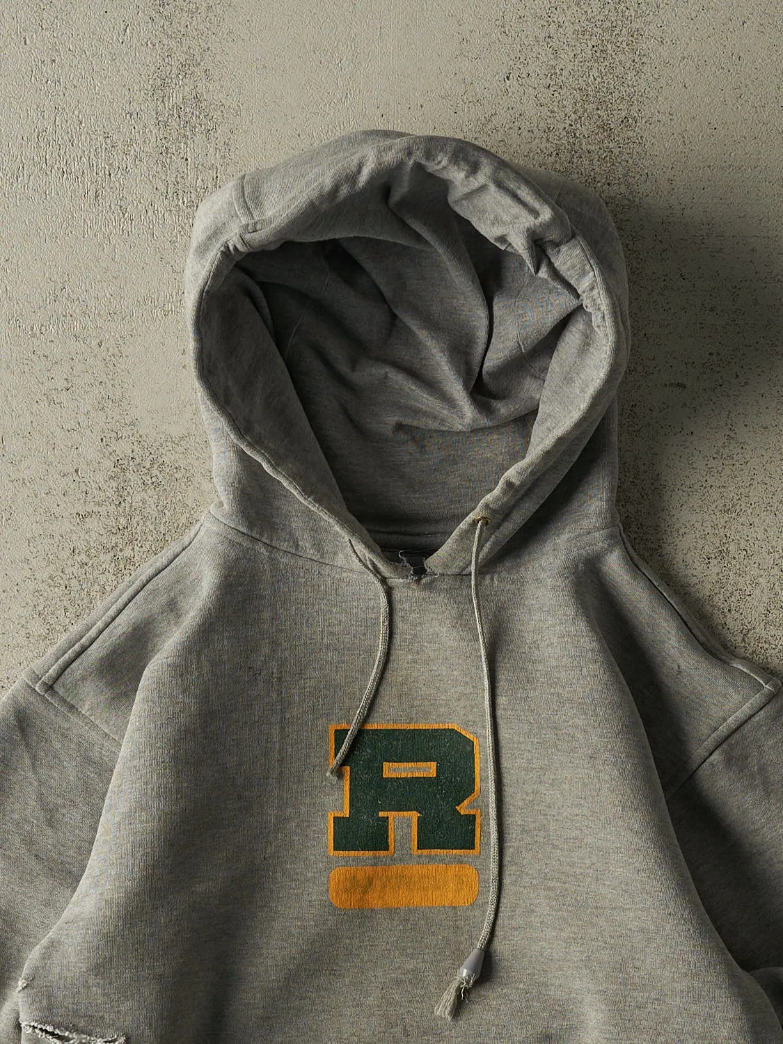 Vintage 90s Grey R Graphic Hoodie (XS/S) sold by Rebalance Vintage product image thumbnail 2