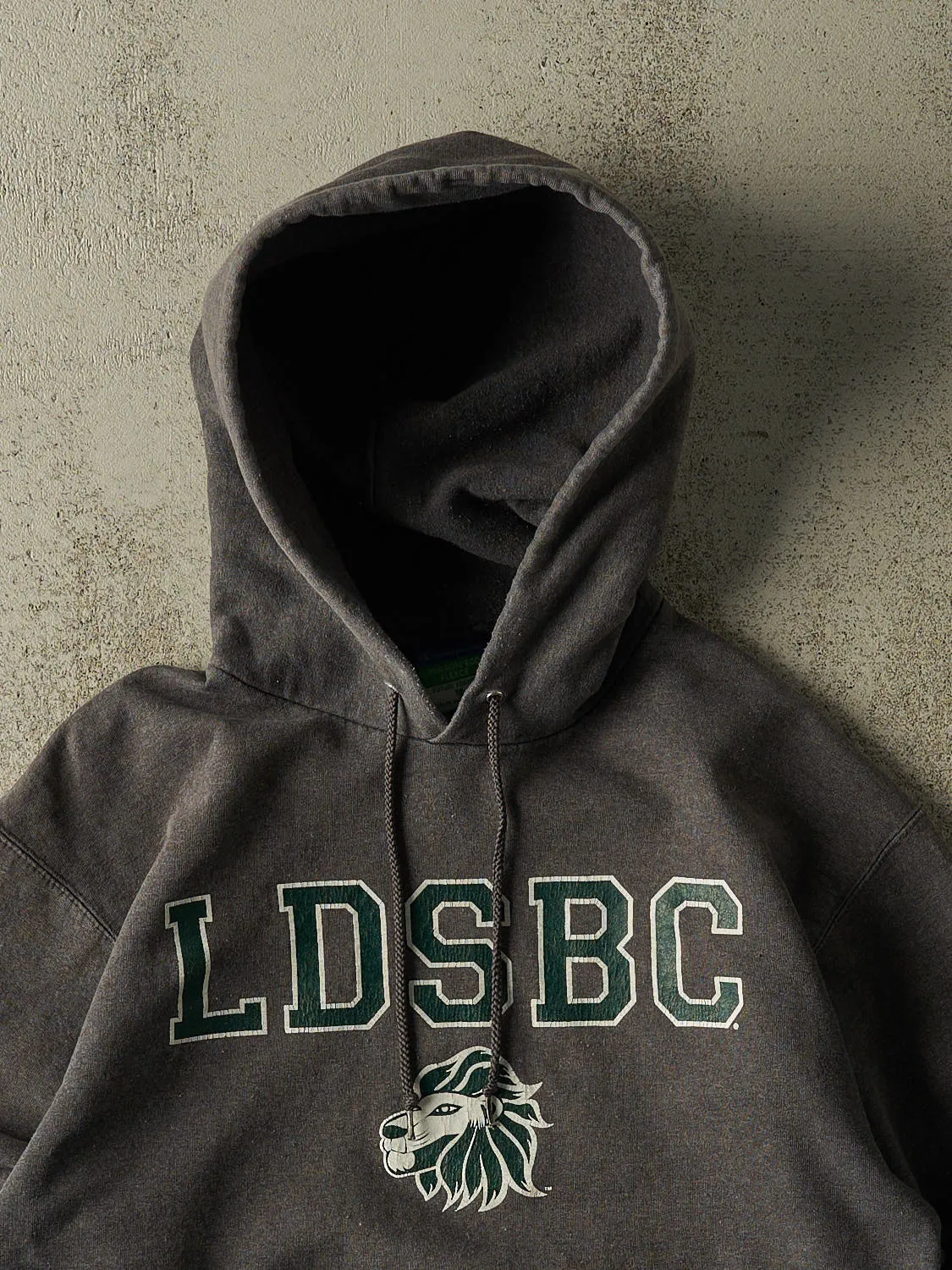 Vintage Y2K Charcoal Grey LDSBC Hoodie (S/M) sold by Rebalance Vintage product image thumbnail 2