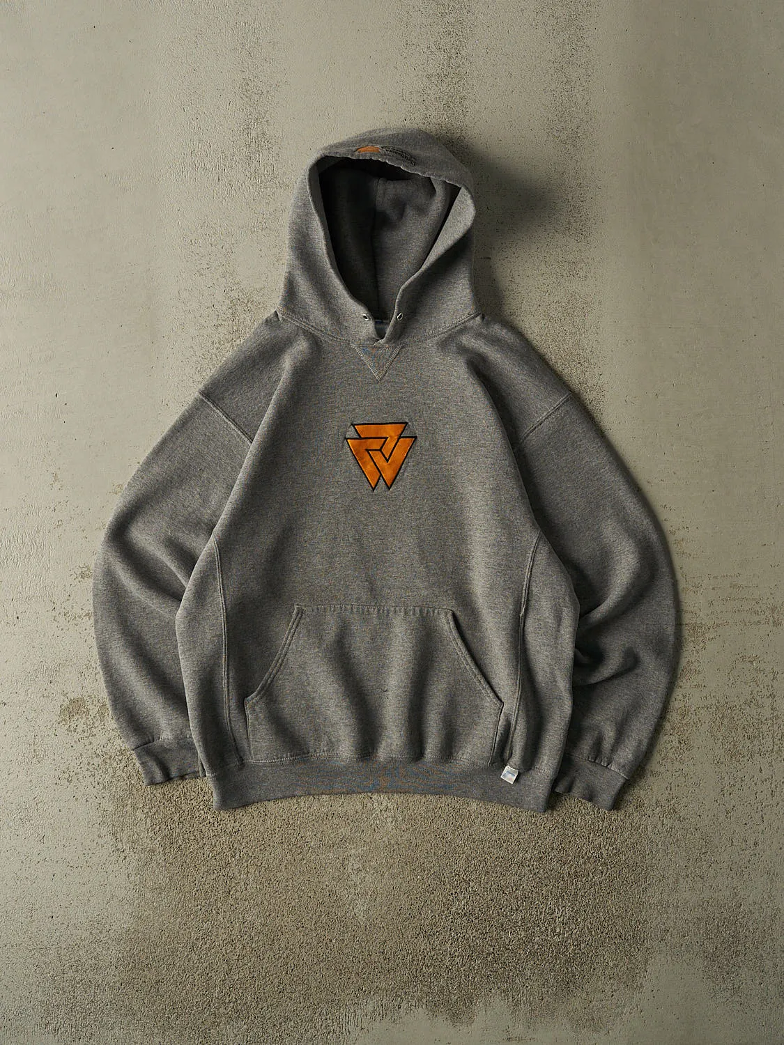 Vintage Y2K Grey Russell Athletic Embroidered Hoodie (L) sold by Rebalance Vintage
