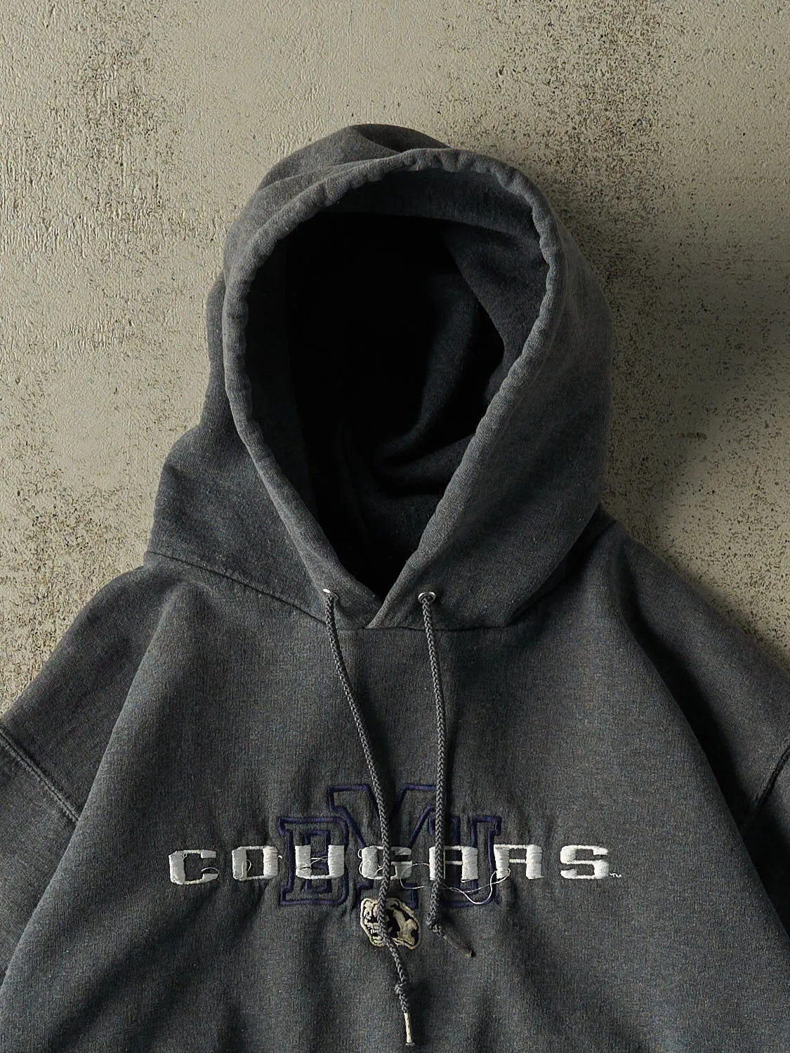 Vintage 90s Charcoal Grey BYU Cougars Champion Hoodie (XXS/XS) sold by Rebalance Vintage product image thumbnail 2