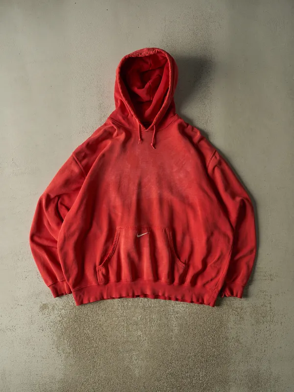 Vintage 90s Sun Faded Red Nike Embroidered Middle Swoosh Hoodie (XXL/XXXL) made by Rebalance Vintage
