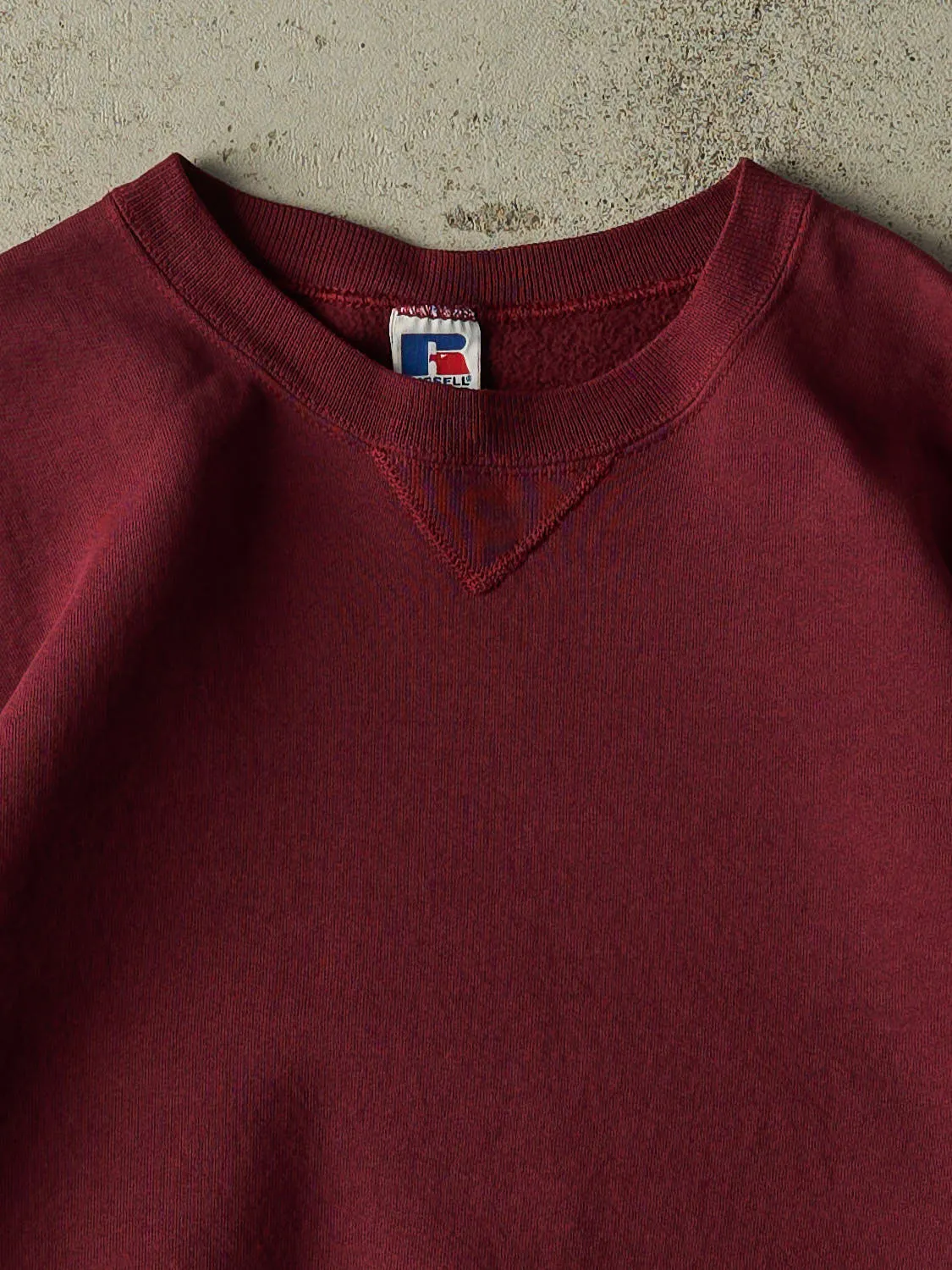 Vintage 90s Burgundy Russell Athletic Blank Crewneck (M/L) sold by Rebalance Vintage product image thumbnail 2