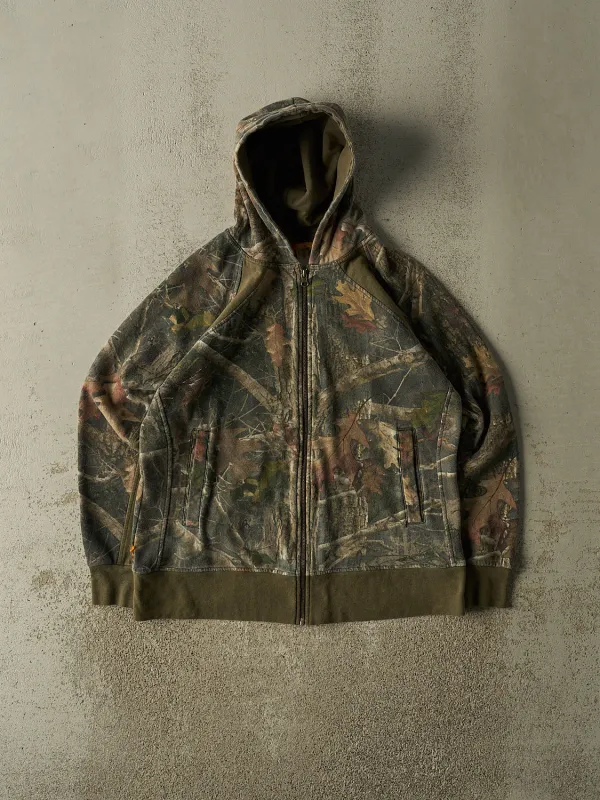 Vintage Y2K Camo Zip Up Hoodie (L) made by Rebalance Vintage