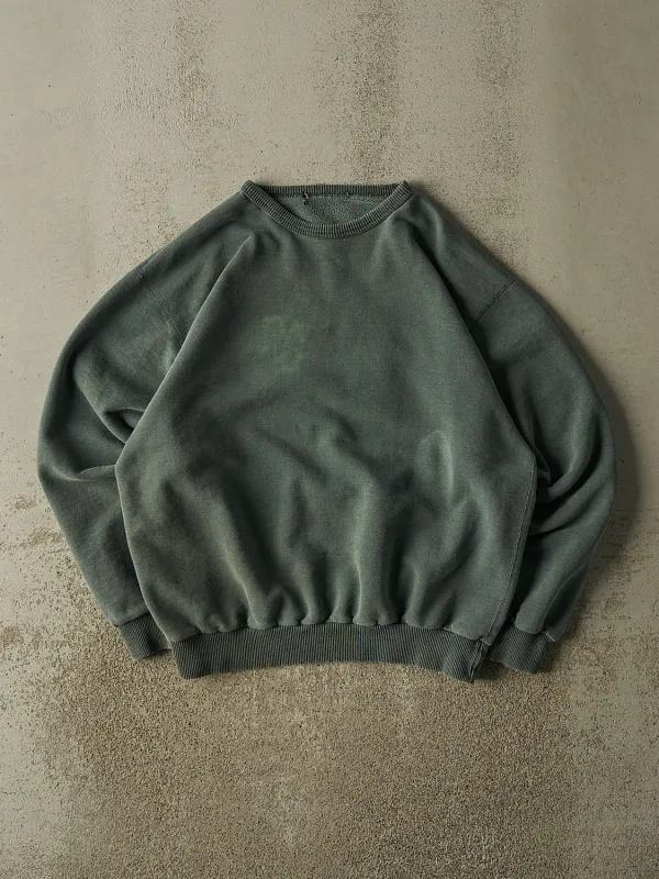 Vintage 90s Washed Green Blank Crewneck (XL) made by Rebalance Vintage