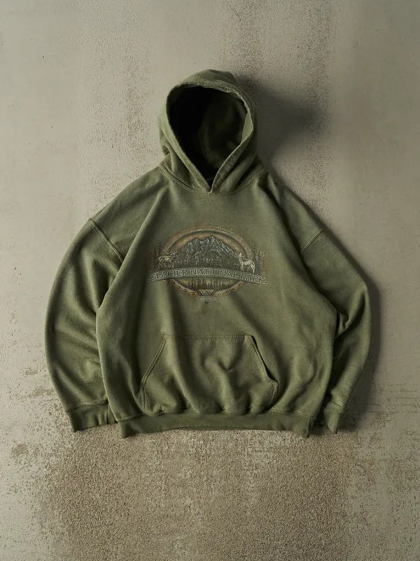 Vintage 90s Sun Faded Green Glacier National Park Hoodie (M/L) made by Rebalance Vintage