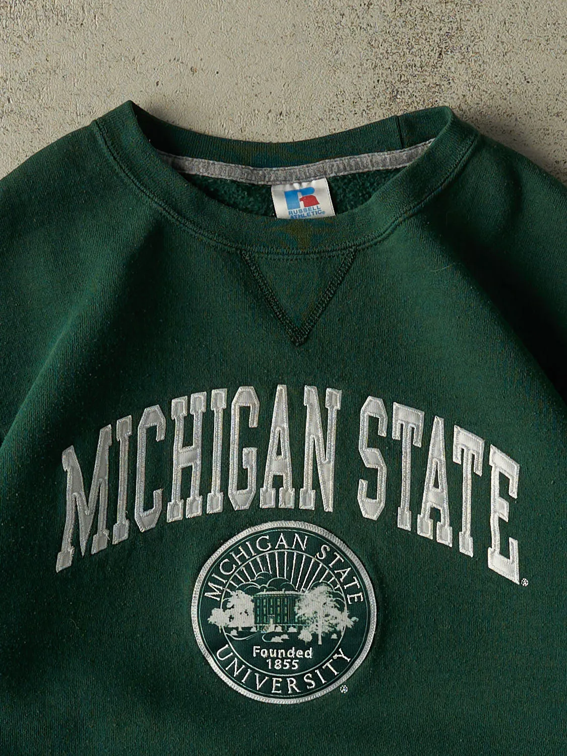 Vintage Y2K Green Russell Athletic Michigan State Crewneck (M/L) sold by Rebalance Vintage product image thumbnail 3