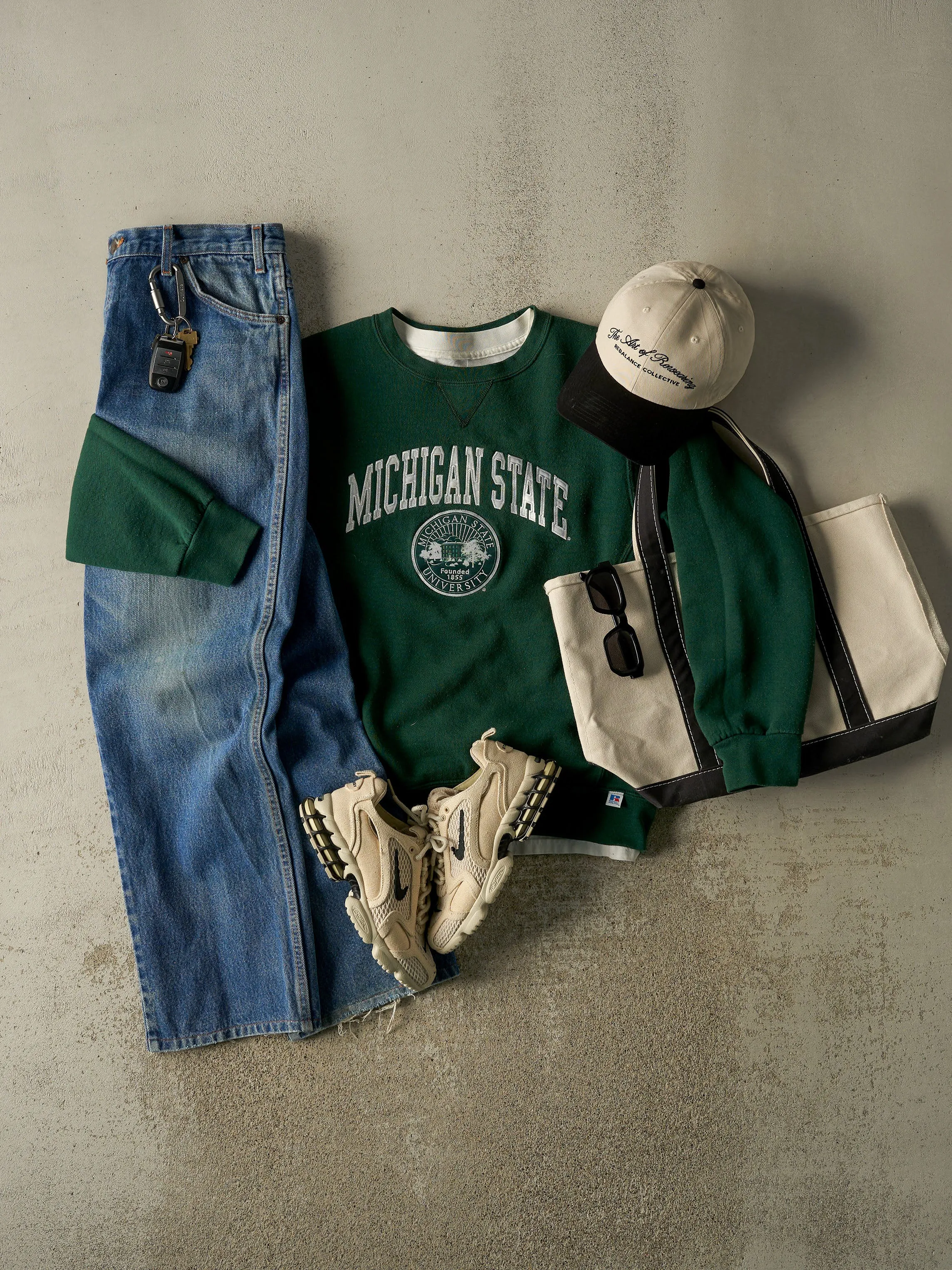 Vintage Y2K Green Russell Athletic Michigan State Crewneck (M/L) sold by Rebalance Vintage product image thumbnail 2