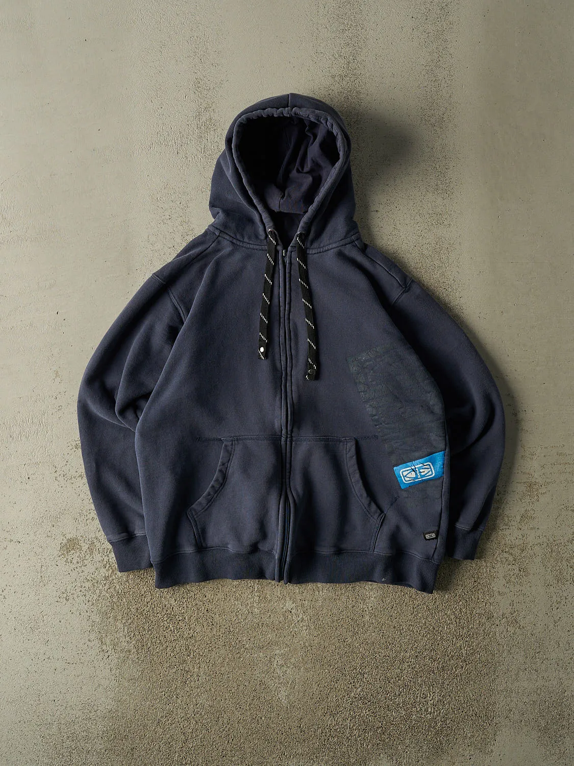 Vintage Y2K Navy Blue Ocean Earth Boarding Co. Zip Up Hoodie (M/L) sold by Rebalance Vintage