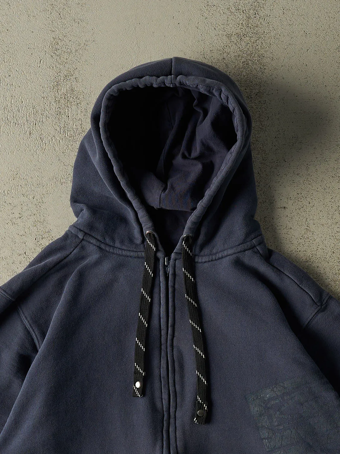 Vintage Y2K Navy Blue Ocean Earth Boarding Co. Zip Up Hoodie (M/L) sold by Rebalance Vintage product image thumbnail 2