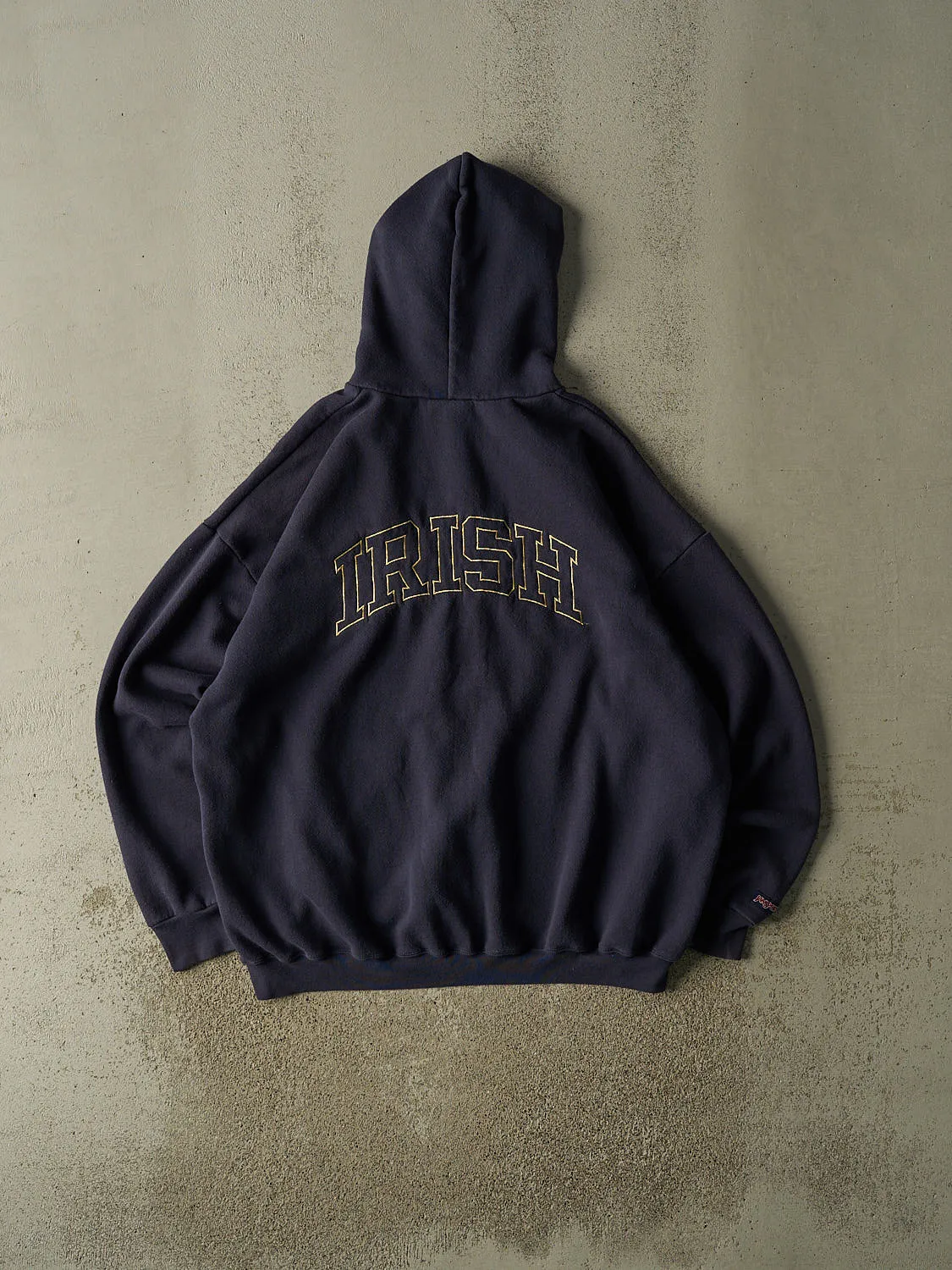Vintage 90s Navy Blue University of Notre Dame Zip Up Hoodie (XL/XXL) sold by Rebalance Vintage product image thumbnail 2