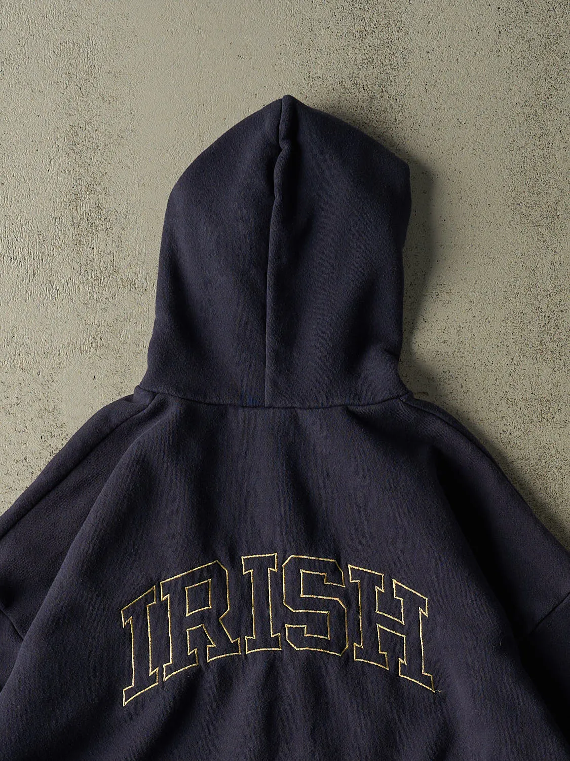 Vintage 90s Navy Blue University of Notre Dame Zip Up Hoodie (XL/XXL) sold by Rebalance Vintage product image thumbnail 4