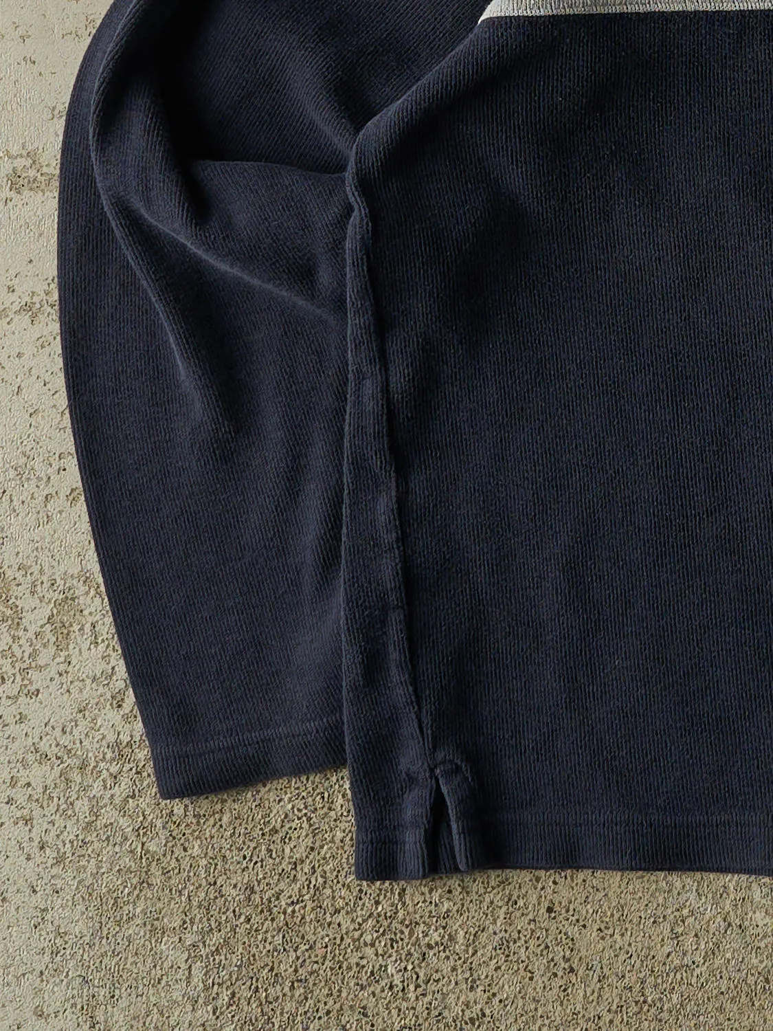 Vintage Y2K Navy Blue Striped Thermal Long Sleeve (S/M) sold by Rebalance Vintage product image thumbnail 3