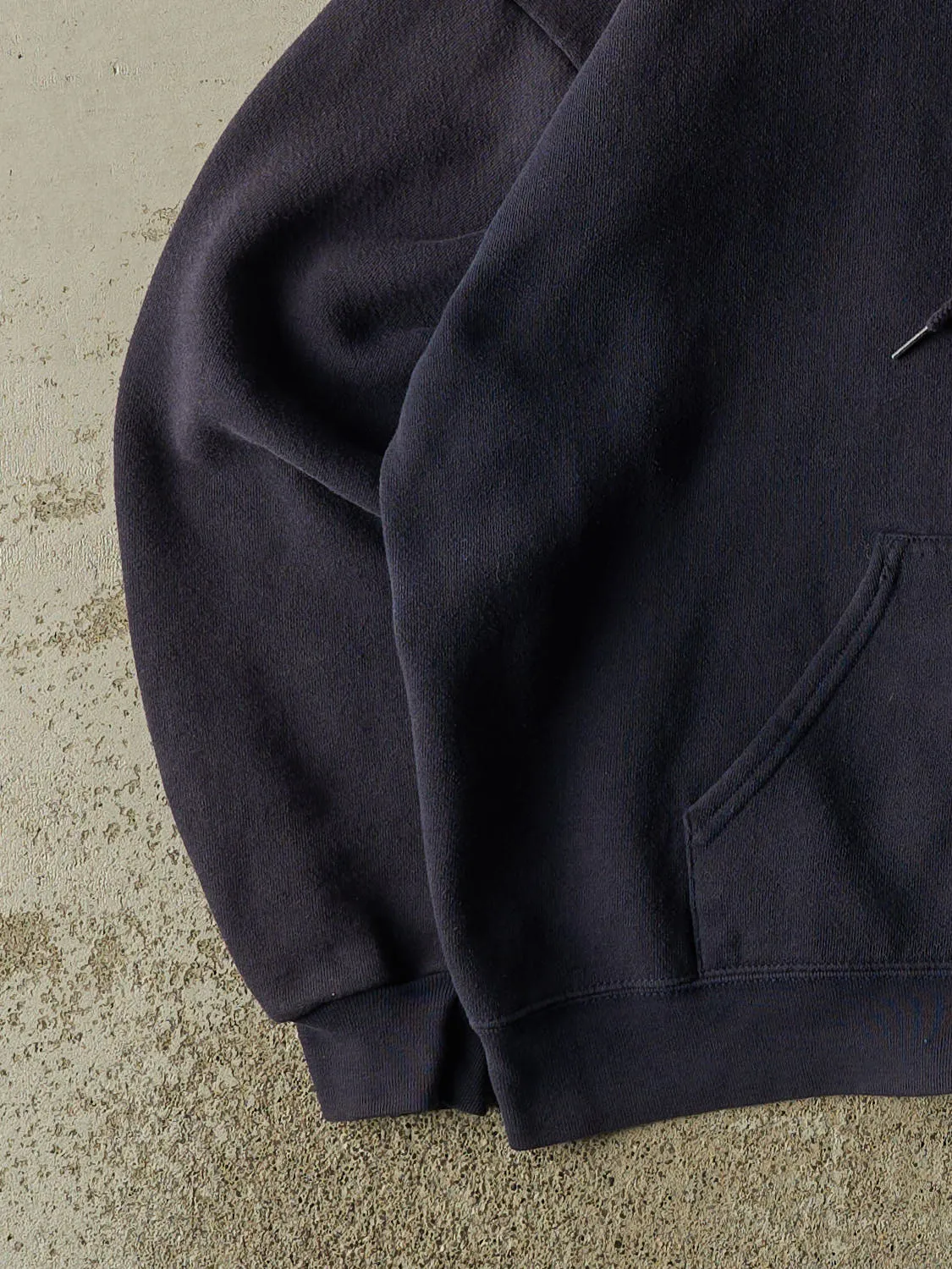 Vintage 90s Navy Blue Blank Zip Up Hoodie (L) sold by Rebalance Vintage product image thumbnail 3