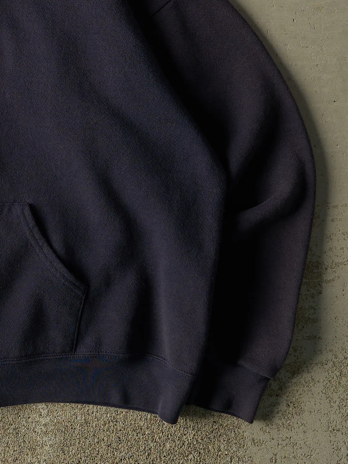 Vintage 90s Navy Blue Blank Zip Up Hoodie (L) sold by Rebalance Vintage product image thumbnail 4