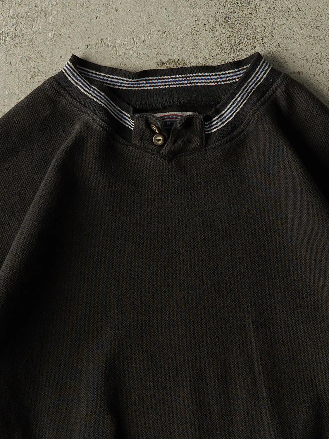 Vintage 90s Black Quarter Button Crewneck (L/XL) sold by Rebalance Vintage product image thumbnail 2