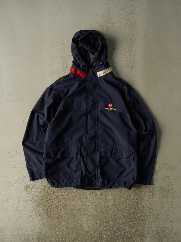 Vintage 90s Navy Blue Tommy Hilfiger Hooded Windbreaker Jacket (XXL) made by Rebalance Vintage