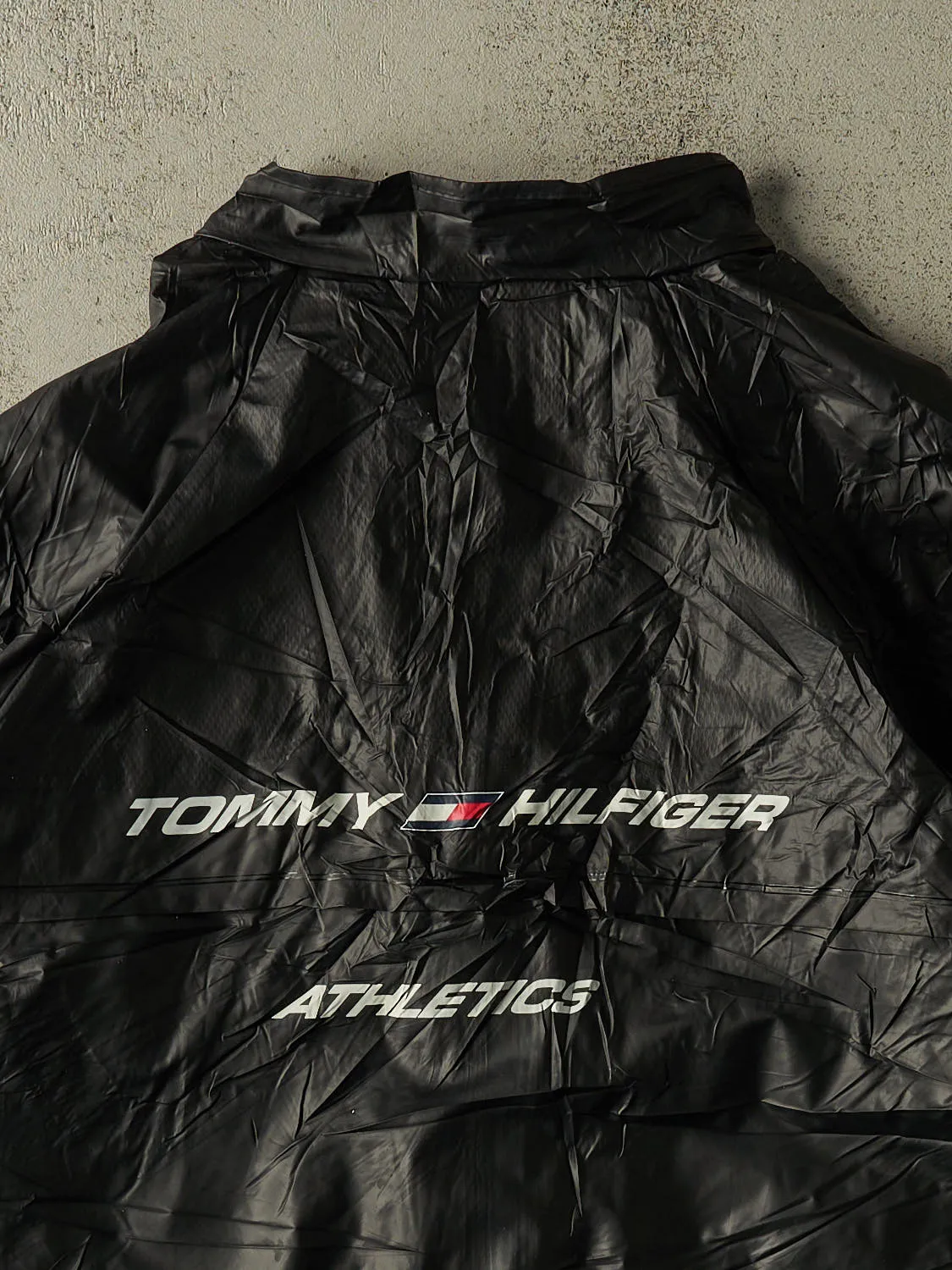 Vintage 90s Black Tommy Hilfiger Velcro Rain Jacket (XXL) sold by Rebalance Vintage product image thumbnail 4