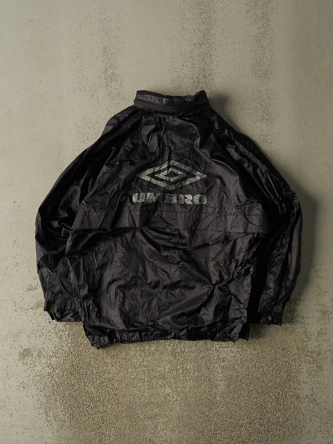 Vintage 90s Black Umbro Quarter Zip Nylon Windbreaker Jacket (M) sold by Rebalance Vintage product image thumbnail 2