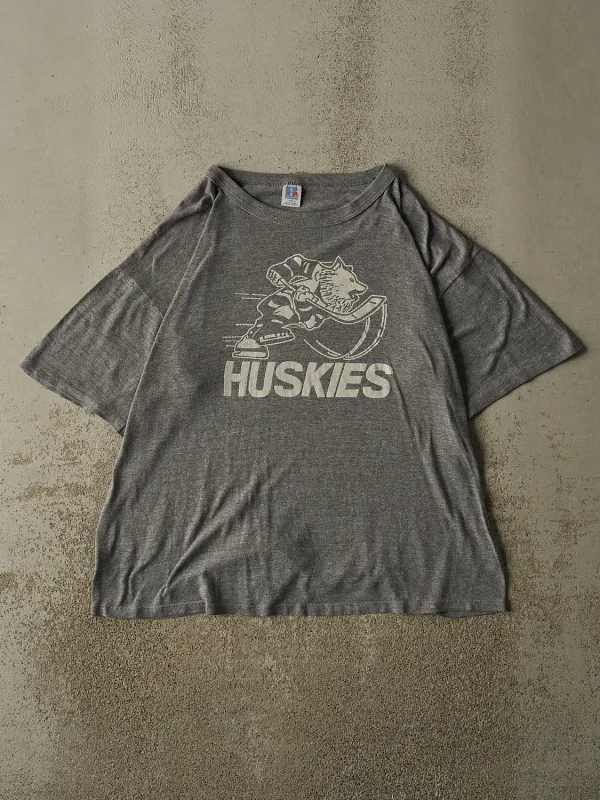 Vintage 90s Grey Russell Athletic Huskies Hockey Tee (XL/XXL) made by Rebalance Vintage