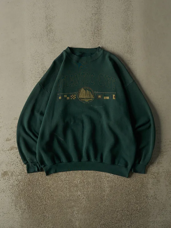 Vintage 90s Sun Faded Green Atlantic City New Jersey Crewneck (L) made by Rebalance Vintage