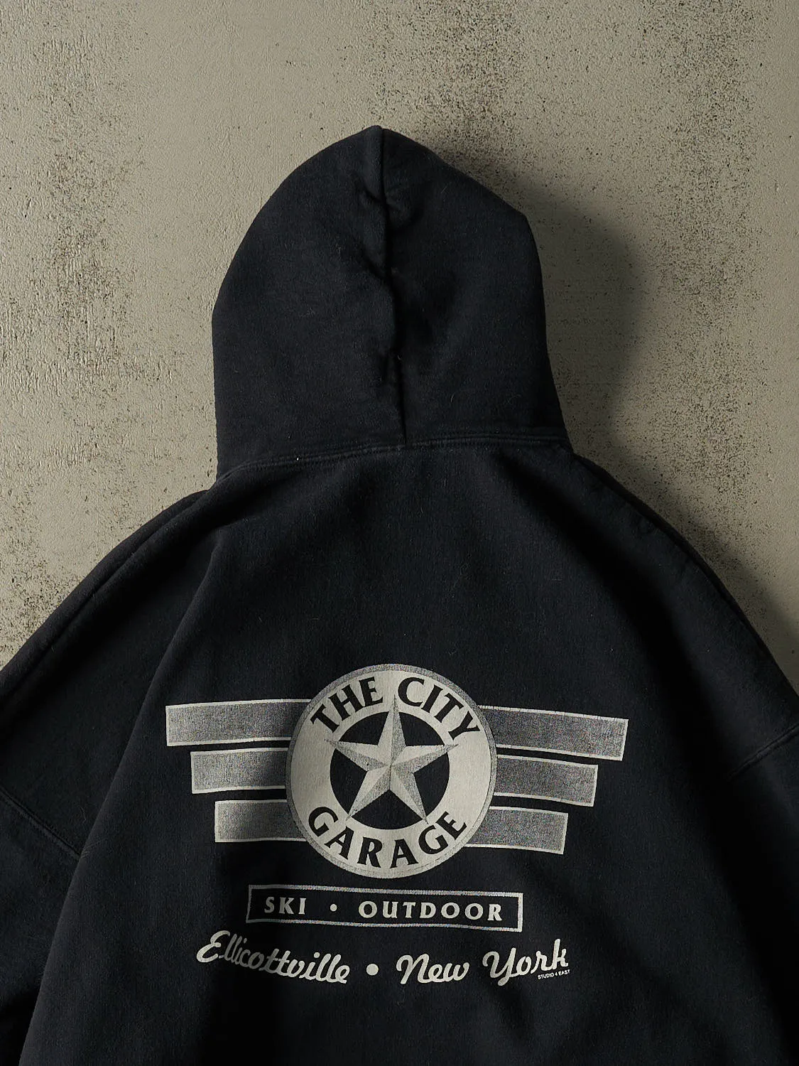 Vintage Y2K Faded Black The City Garage Hoodie (XXL/XXXL) sold by Rebalance Vintage product image thumbnail 4