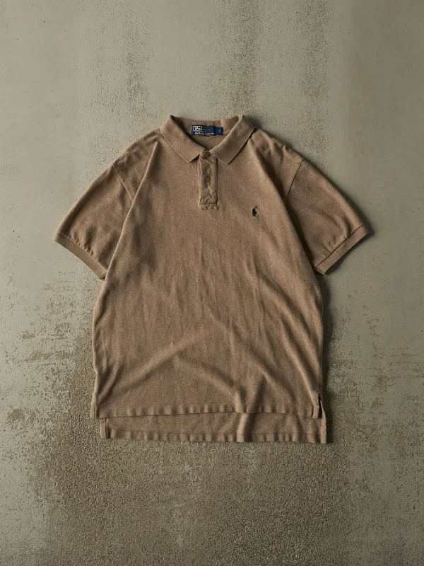 Vintage 90s Beige Polo Ralph Lauren Quarter Button Tee (L/XL) made by Rebalance Vintage