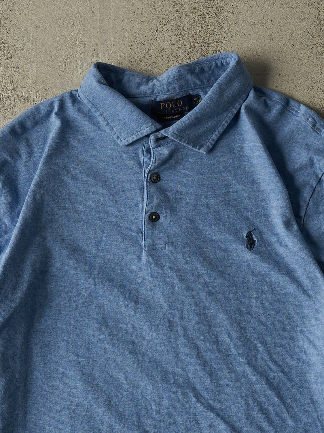 Vintage Y2K Blue Polo Ralph Lauren Quarter Button Tee (XL) sold by Rebalance Vintage product image thumbnail 2