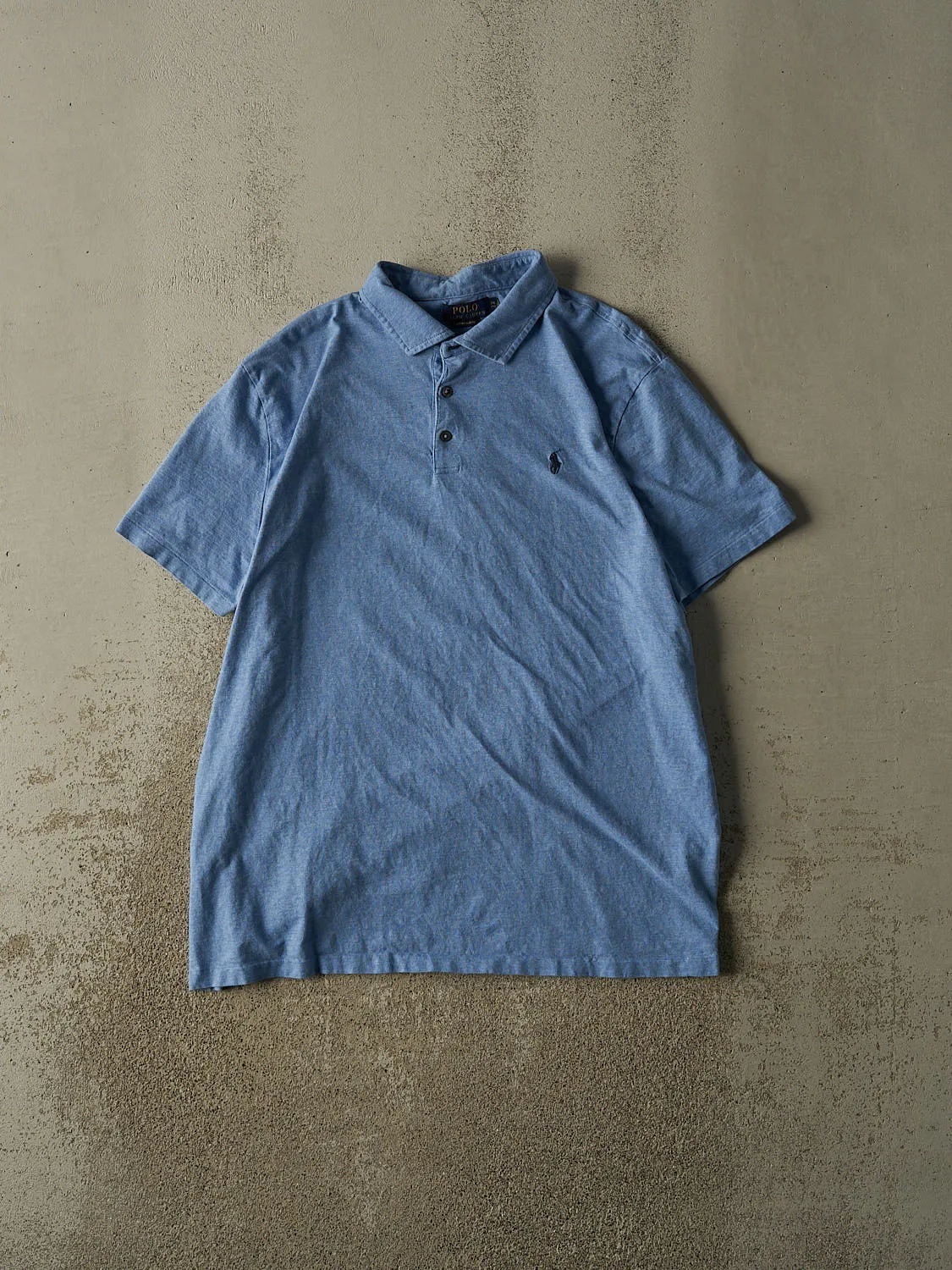 Vintage Y2K Blue Polo Ralph Lauren Quarter Button Tee (XL) sold by Rebalance Vintage