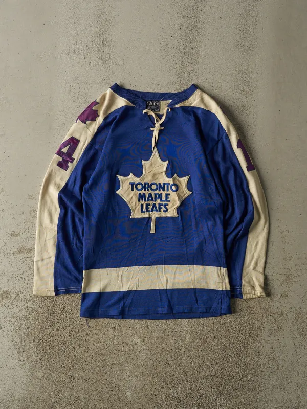 Vintage RARE 80s Blue Toronto Maple Leafs #14 Hockey Jersey (M) made by Rebalance Vintage