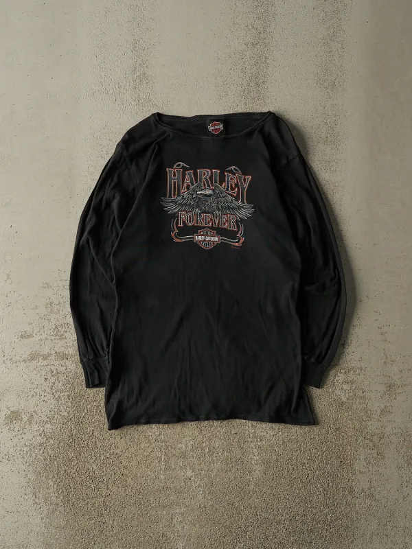 Vintage 10' Black Harley Davidson Edmonton Alberta Long Sleeve (S/M) made by Rebalance Vintage