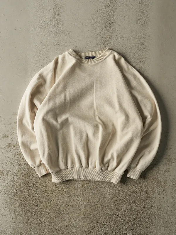 Vintage 90s Beige Blank Crewneck (L) made by Rebalance Vintage