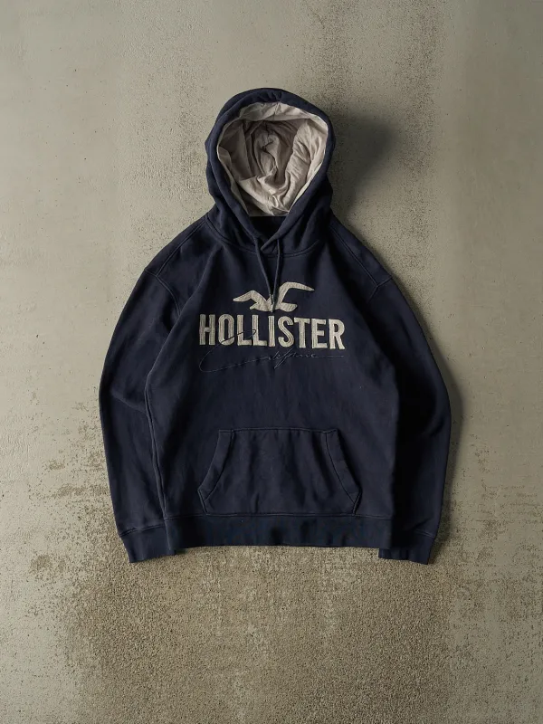 Vintage Y2K Navy Blue Hollister Embroidered Hoodie (S/M) made by Rebalance Vintage
