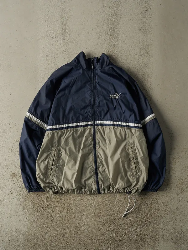 Vintage Y2K Navy Blue Puma Zip Up Windbreaker Jacket (L) made by Rebalance Vintage