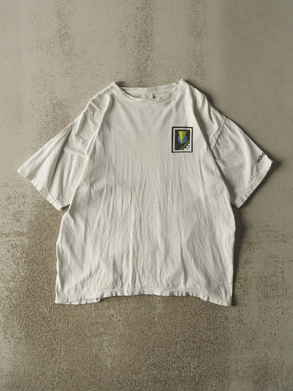 Vintage Y2K Beige Adidas Tee (L) sold by Rebalance Vintage