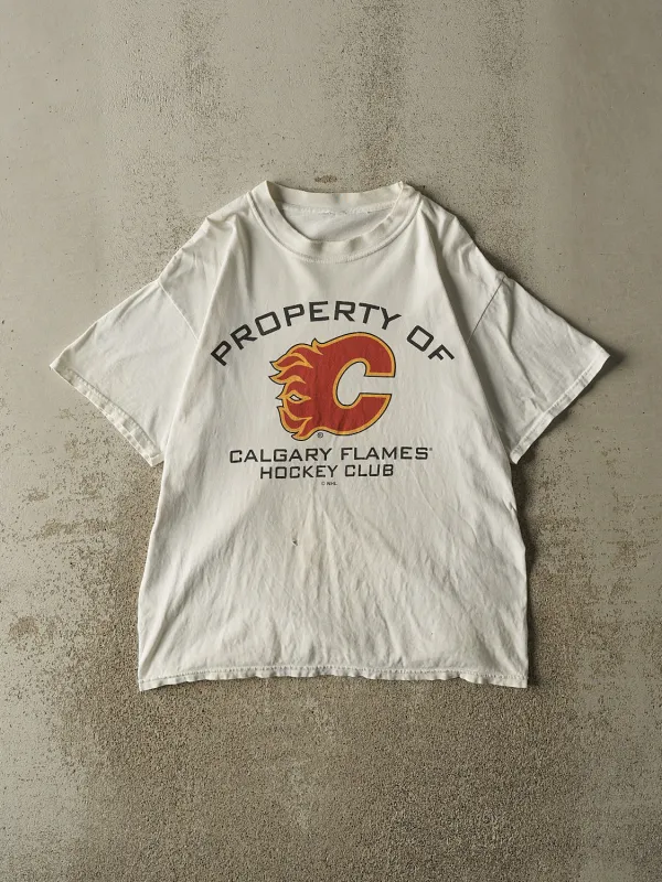 Vintage 90s White Calgary Flames Hockey Tee (L) made by Rebalance Vintage