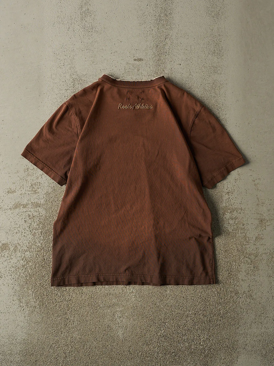 Vintage Y2K Sun Faded Brown Roots Athletics Short Sleeve V Neck Tee (M/L) sold by Rebalance Vintage product image thumbnail 2