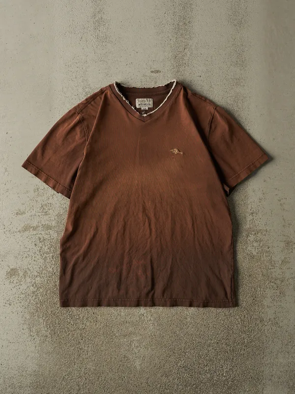 Vintage Y2K Sun Faded Brown Roots Athletics Short Sleeve V Neck Tee (M/L) made by Rebalance Vintage