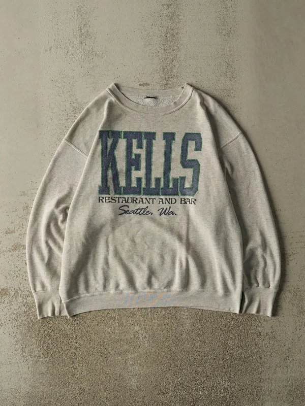 Vintage 90s Heather Grey Kells Restaurant & Bar Crewneck (L/XL) made by Rebalance Vintage