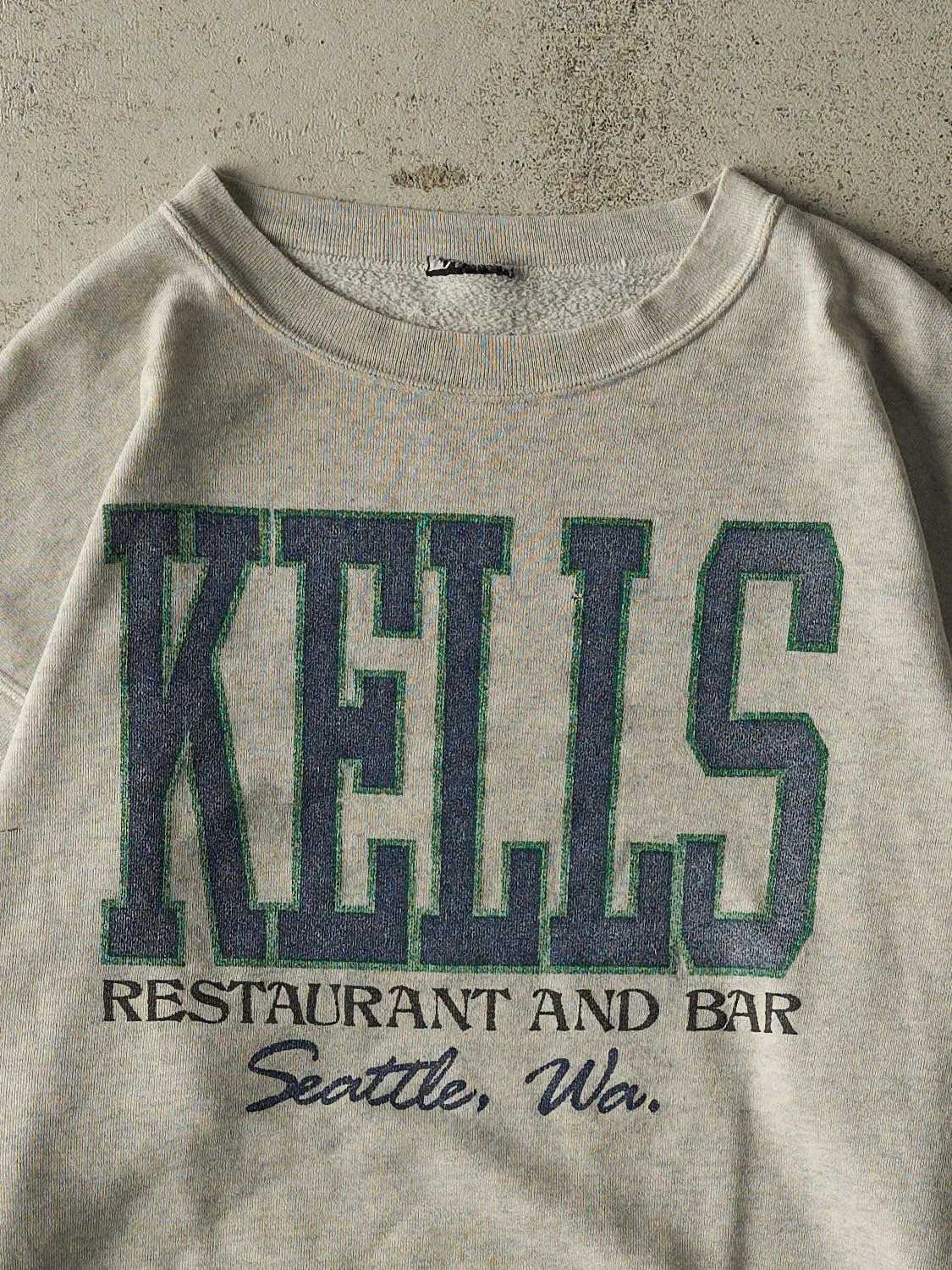 Vintage 90s Heather Grey Kells Restaurant & Bar Crewneck (L/XL) sold by Rebalance Vintage product image thumbnail 2