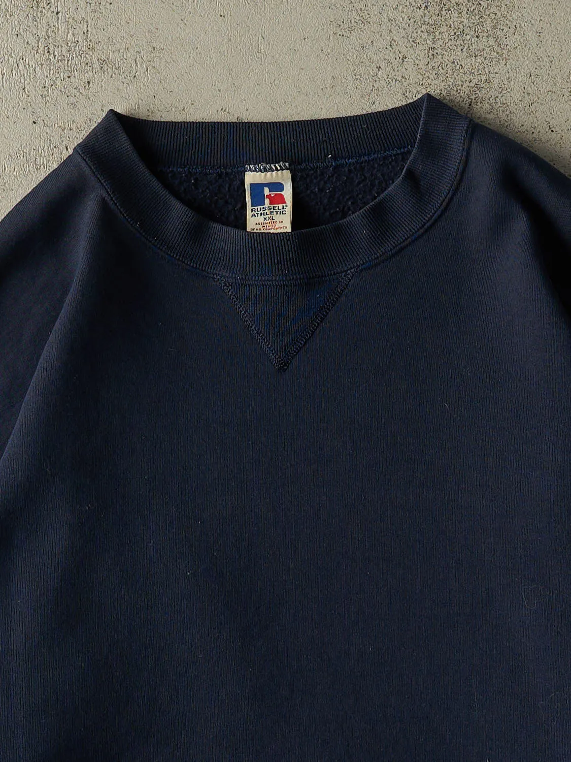 Vintage 90s Navy Blue Russell Athletic Blank Crewneck (XL/XXL) sold by Rebalance Vintage product image thumbnail 2