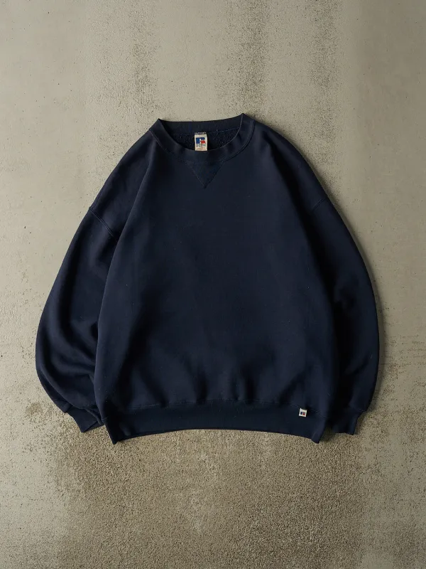 Vintage 90s Navy Blue Russell Athletic Blank Crewneck (XL/XXL) made by Rebalance Vintage