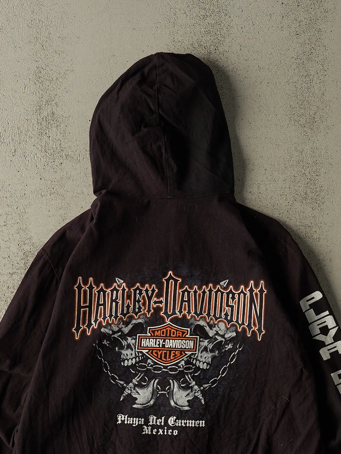 Vintage 90s Sun Faded Black Harley Davidson Mexico Lightweight Zip Up Hoodie (M) sold by Rebalance Vintage product image thumbnail 4