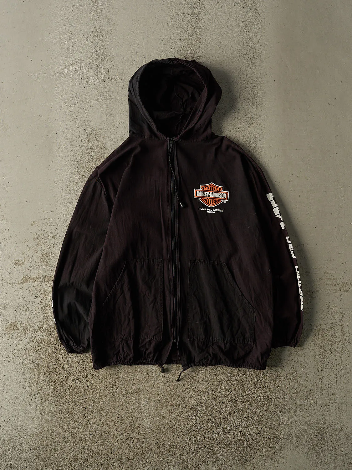 Vintage 90s Sun Faded Black Harley Davidson Mexico Lightweight Zip Up Hoodie (M) sold by Rebalance Vintage
