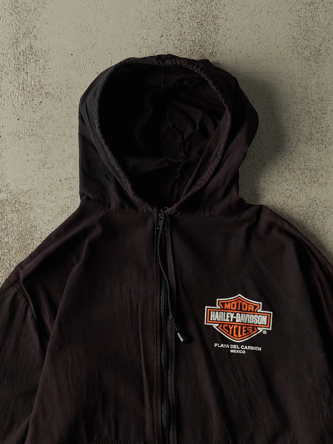 Vintage 90s Sun Faded Black Harley Davidson Mexico Lightweight Zip Up Hoodie (M) sold by Rebalance Vintage product image thumbnail 3