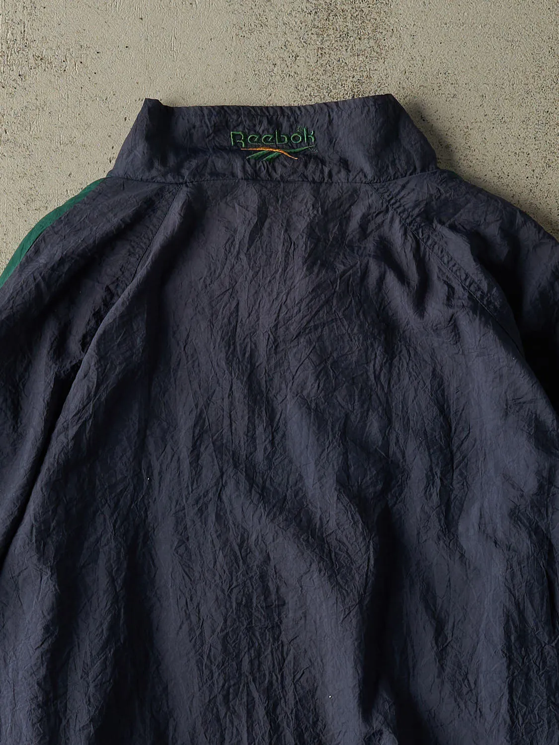 Vintage 90s Navy Blue Colour Block Reebok Windbreaker Jacket (L/XL) sold by Rebalance Vintage product image thumbnail 4