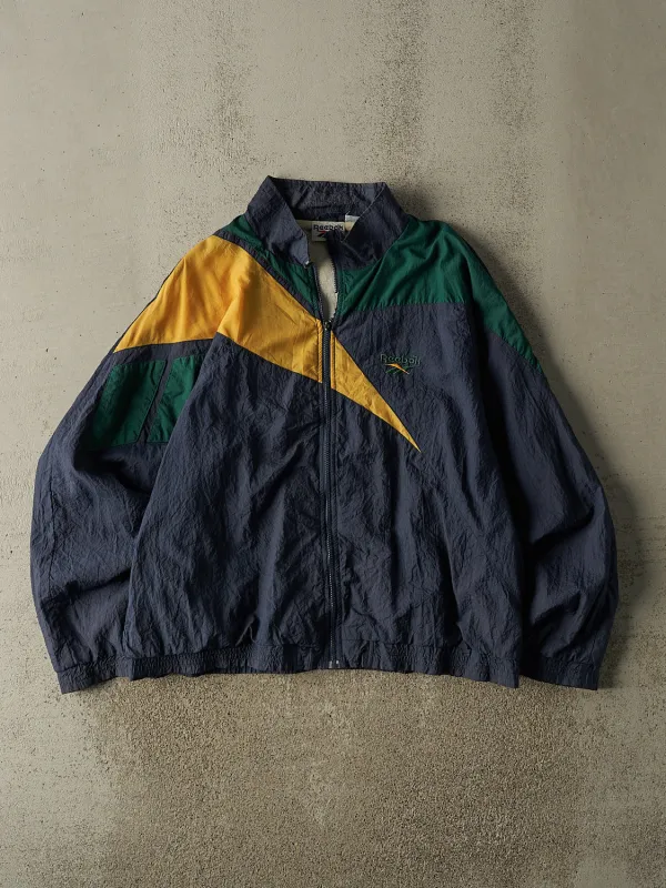 Vintage 90s Navy Blue Colour Block Reebok Windbreaker Jacket (L/XL) made by Rebalance Vintage