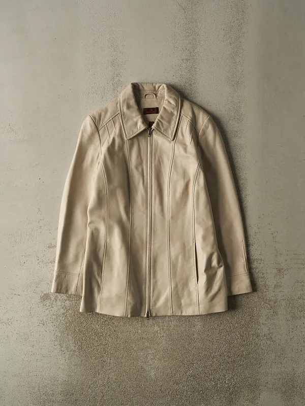 Vintage Y2K Beige Danier Soft Trench Leather Jacket (S/M) made by Rebalance Vintage