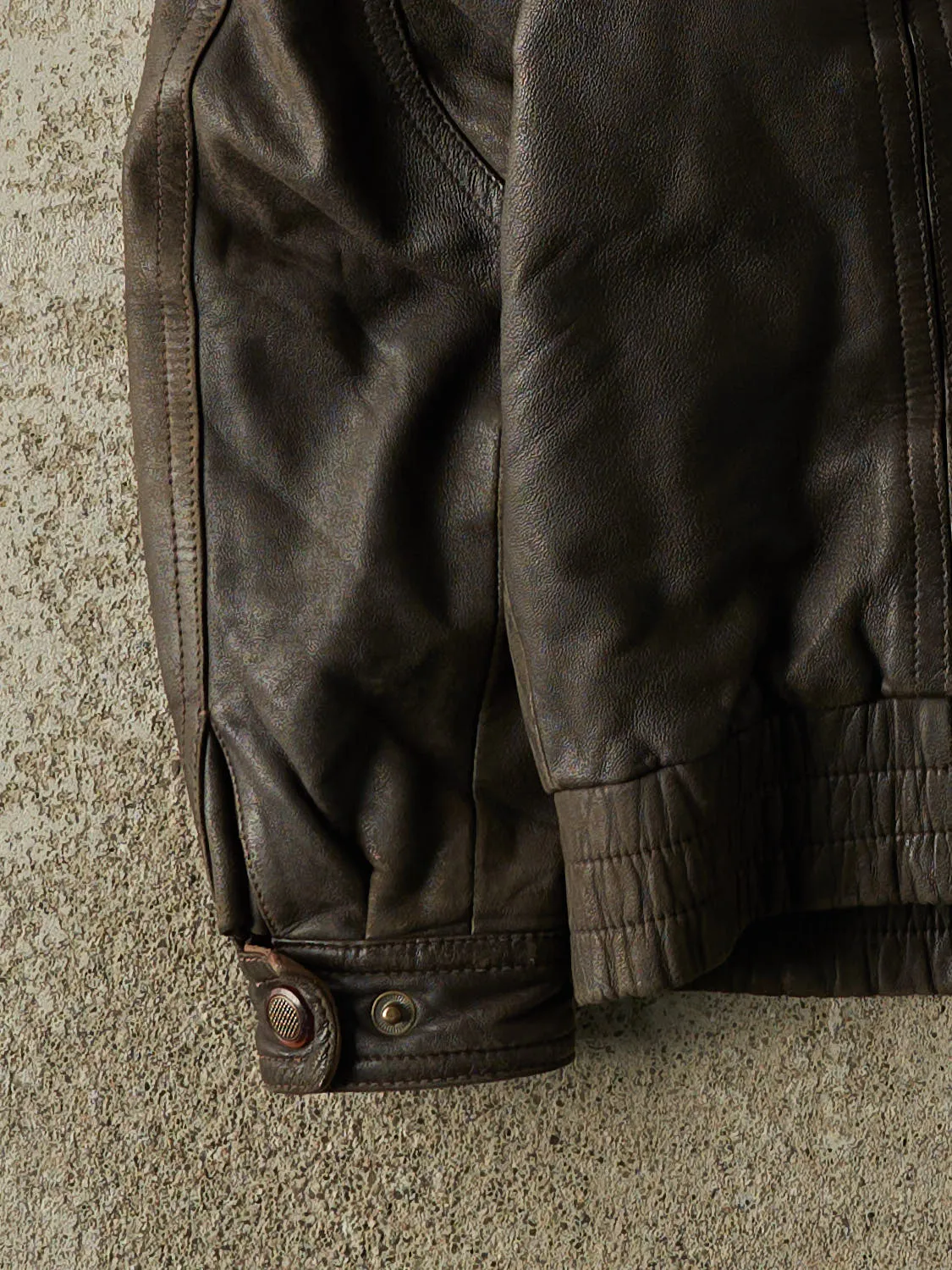 Vintage 90s Brown Leather Jacket (L/XL) sold by Rebalance Vintage product image thumbnail 4