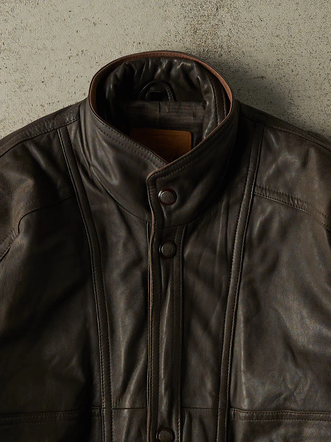 Vintage 90s Brown Leather Jacket (L/XL) sold by Rebalance Vintage product image thumbnail 3